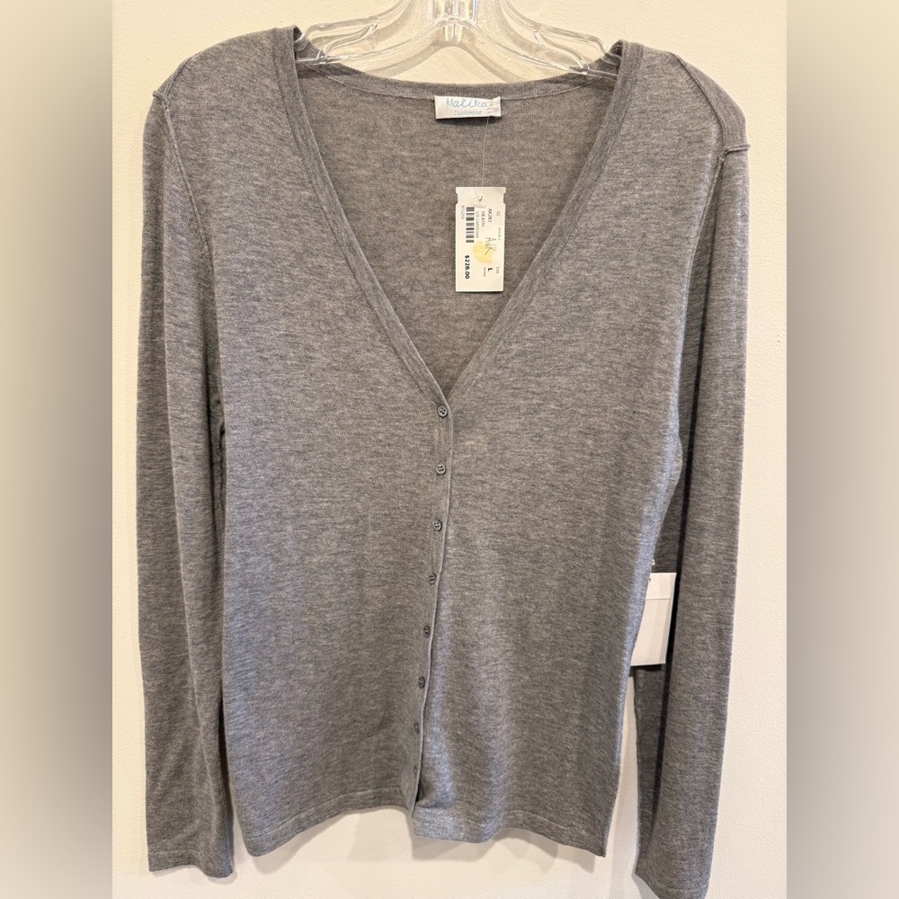 Malika 100% Cashmere Charcoal Gray Cardigan – Timeless & Cozy